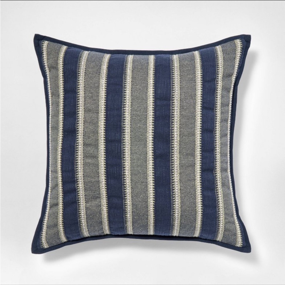 Vertical Stripe Pillow Navy,Green & cream from Threshold designed w/Studio McGee